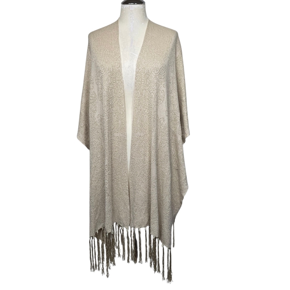Chico's Metallic Tassel Shawl One Size